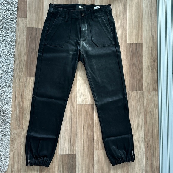 Paige Mayslie Jogger in Black Fog Luxe Coating - Picture 2 of 7